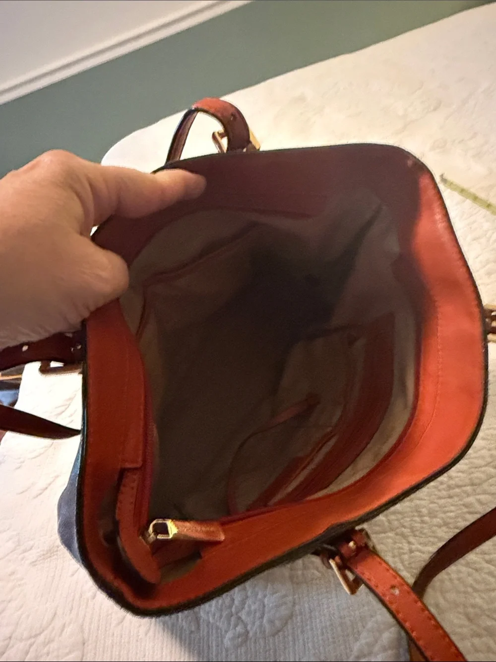 Michael Kors Brown Logo Messenger Bag with Tan Trim
